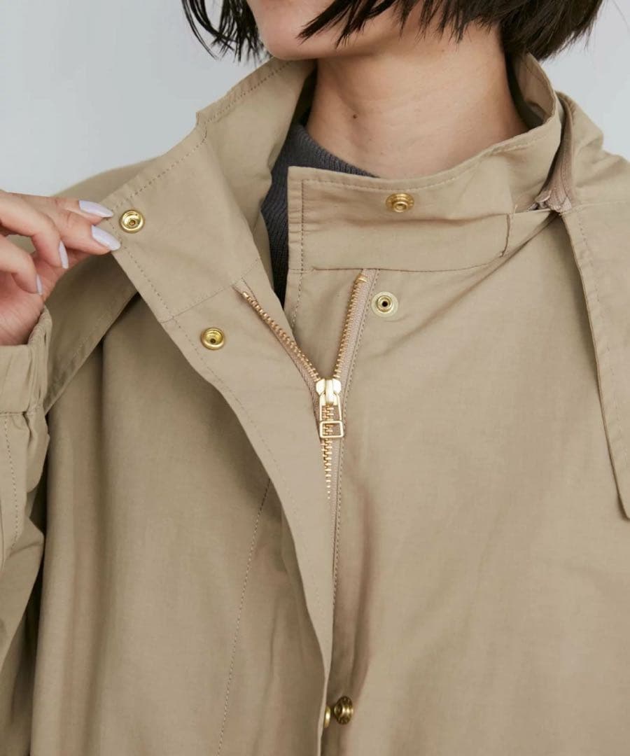 【yvon】イヴォン　ネイビー フード付き モッズコート2WAY オーバーサイズ