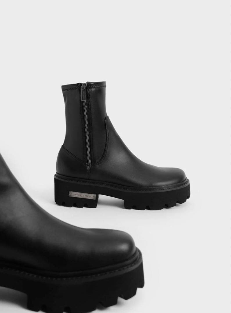 【新品未使用】チャールズアンドキース サイドジップ アンクルブーツ 23.5cm