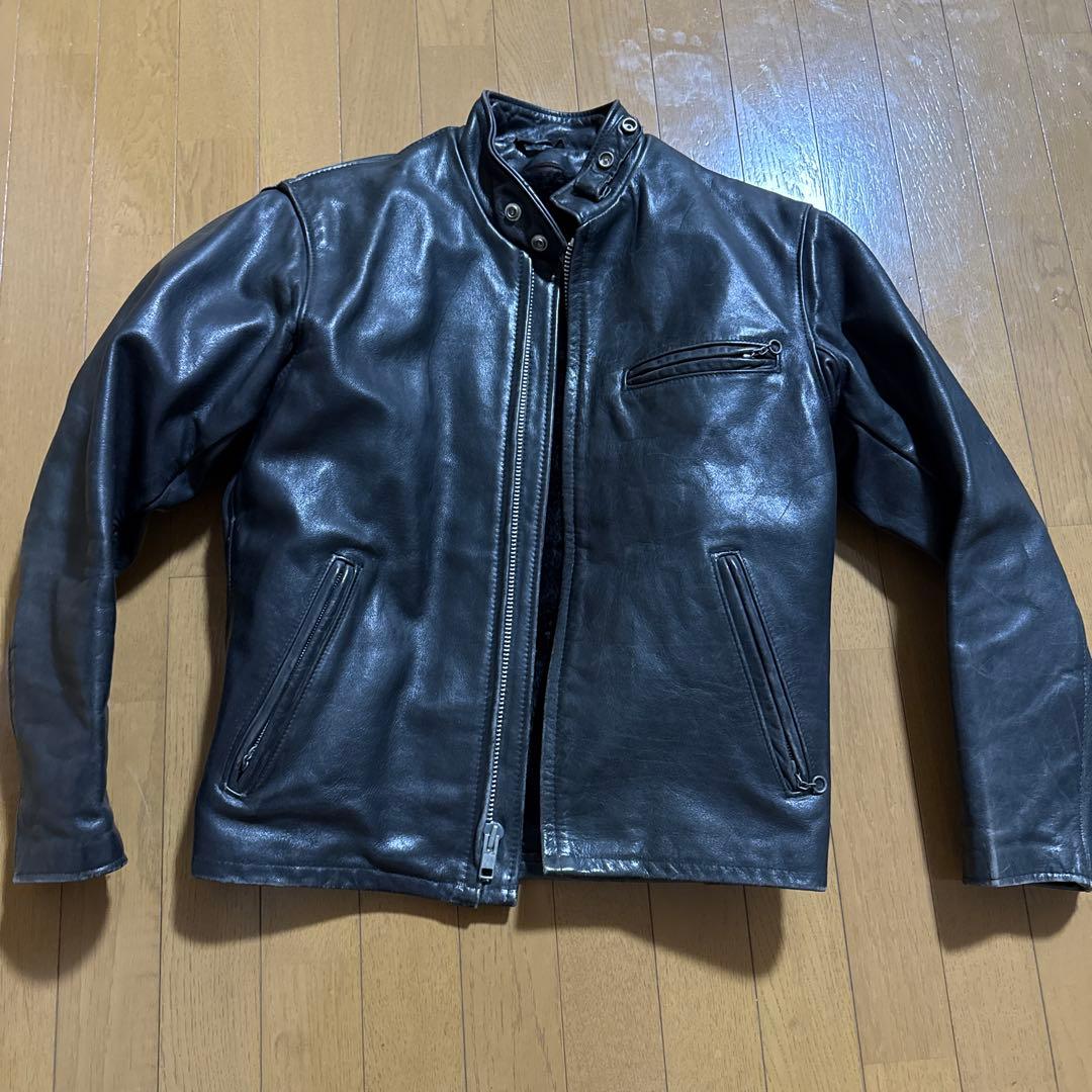 Schott レザーシングルライダース641ブラックサイズ38ボアライナー付き