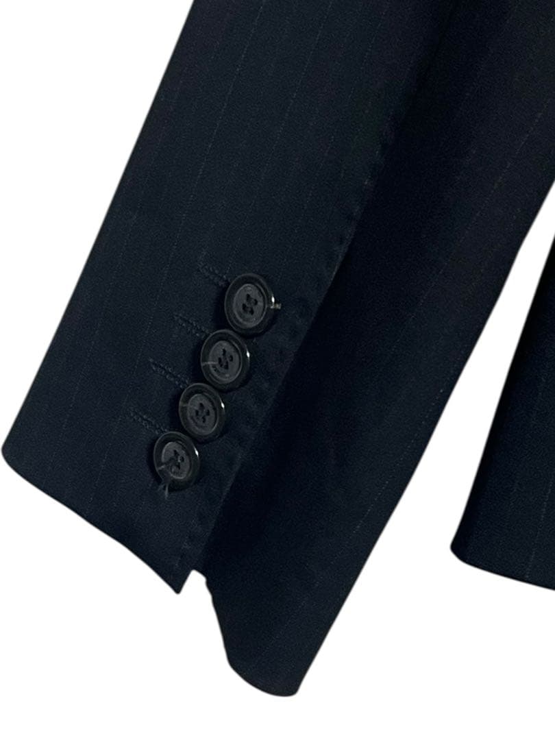 美品　23区　COLOMBO生地　ストライプパンツスーツセットアップ　ブラック