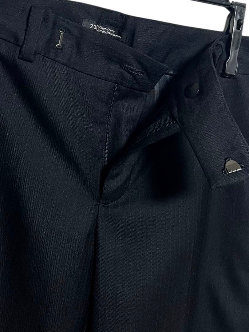 美品　23区　COLOMBO生地　ストライプパンツスーツセットアップ　ブラック