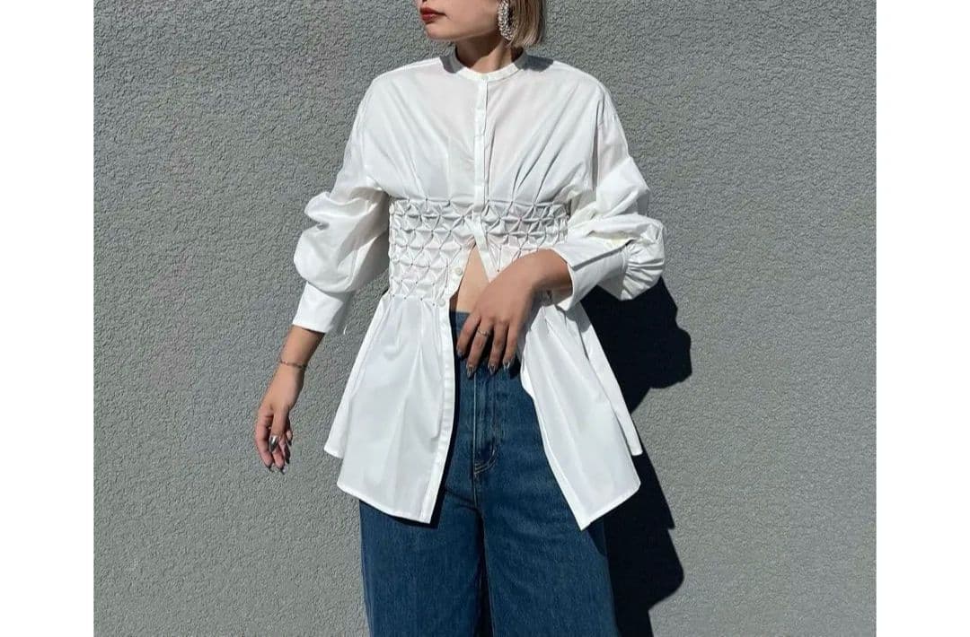 トップス BLOOM SHIRRING SHIRT ameri vintage