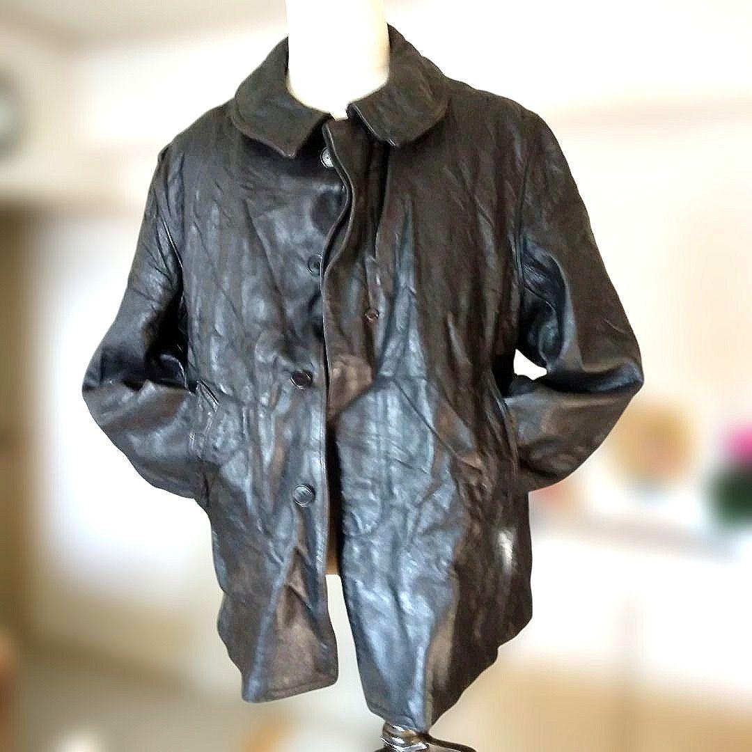 30s Vintage フランス軍 ファイヤーマン レザージャケット カーコート