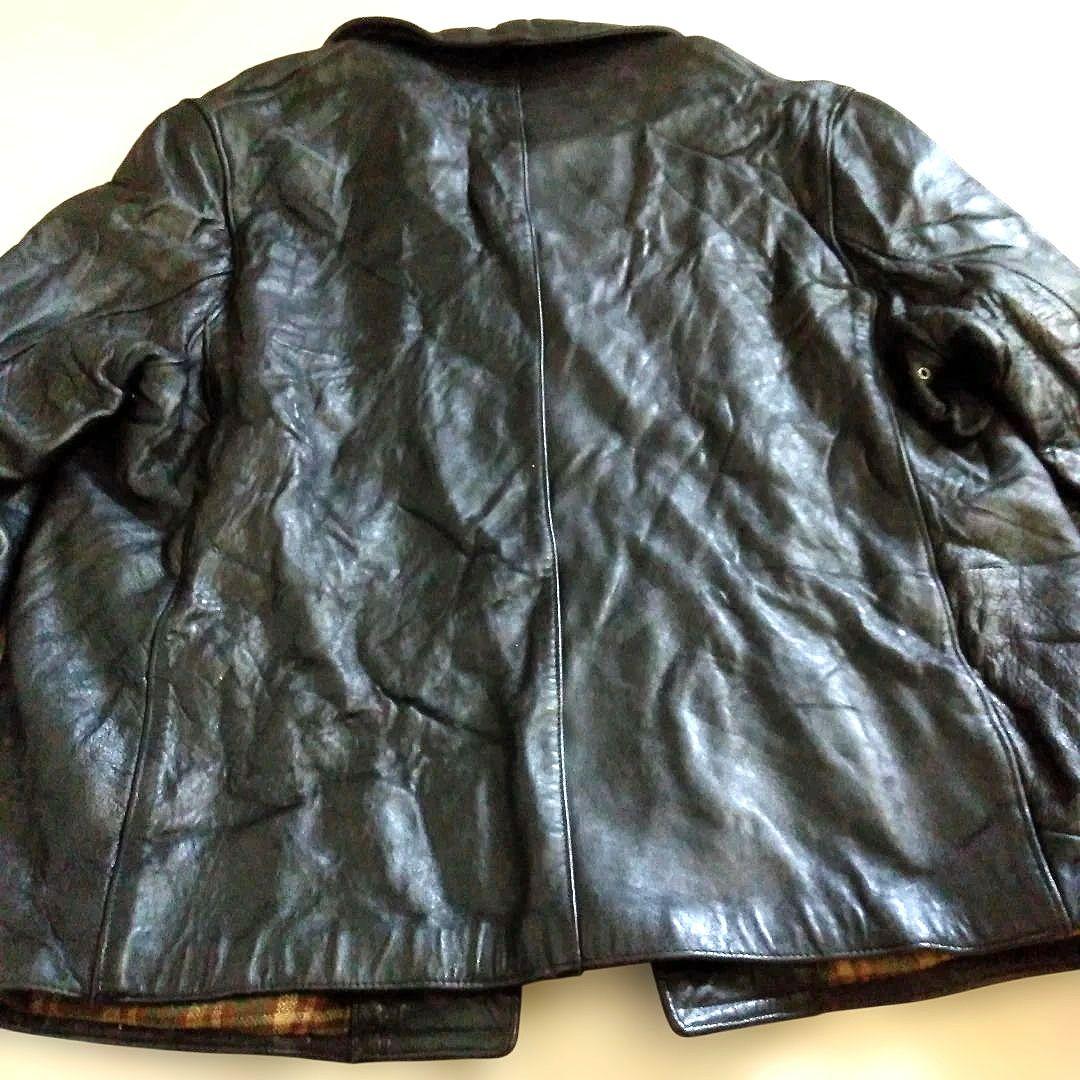 30s Vintage フランス軍 ファイヤーマン レザージャケット カーコート