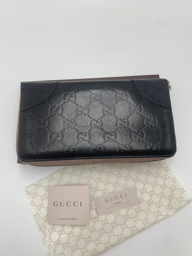 グッチ　GUCCI 財布　長財布　シマレザー　ラウンドファスナー