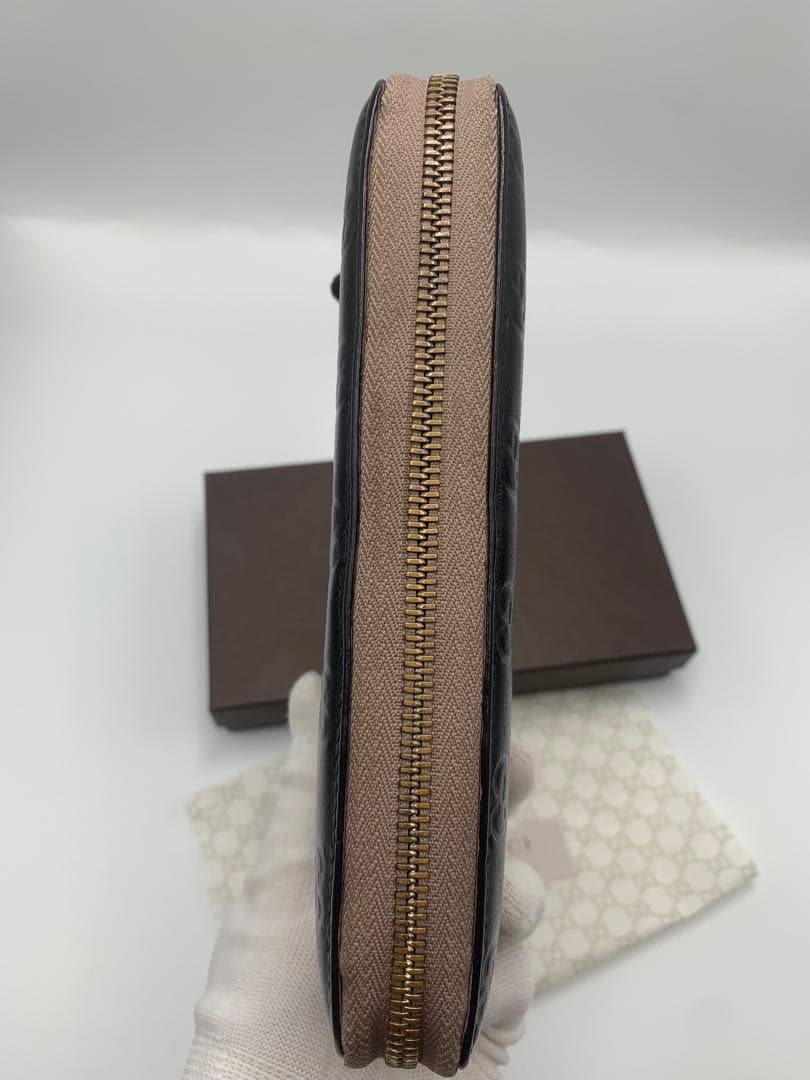 グッチ　GUCCI 財布　長財布　シマレザー　ラウンドファスナー