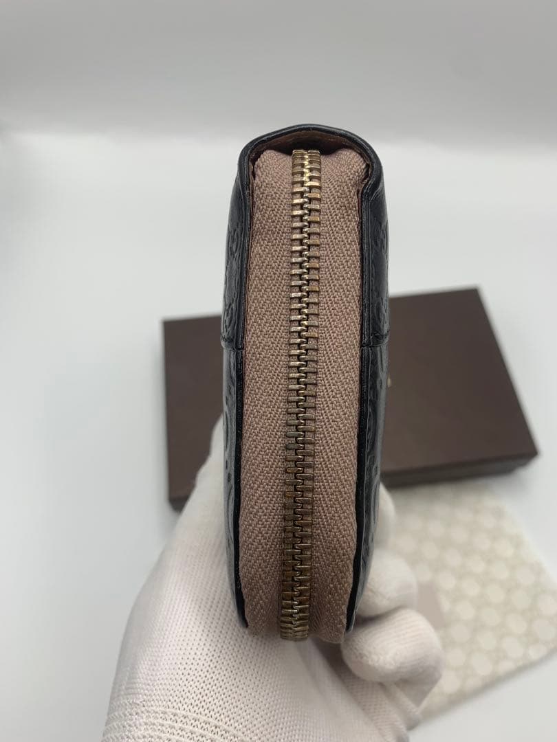 グッチ　GUCCI 財布　長財布　シマレザー　ラウンドファスナー