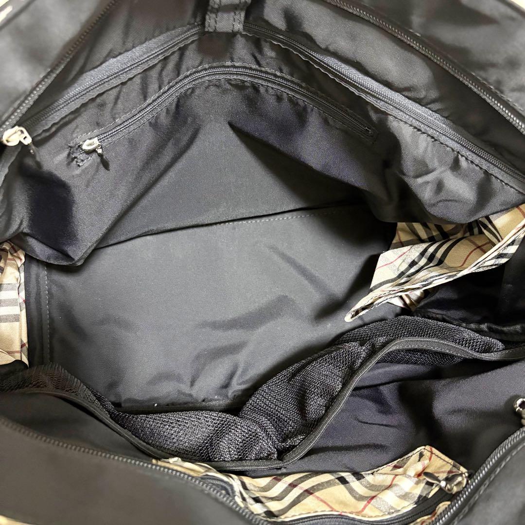 バーバリー　ノバチェック　トートバッグ　マザーズバッグ　黒　大容量　肩掛け