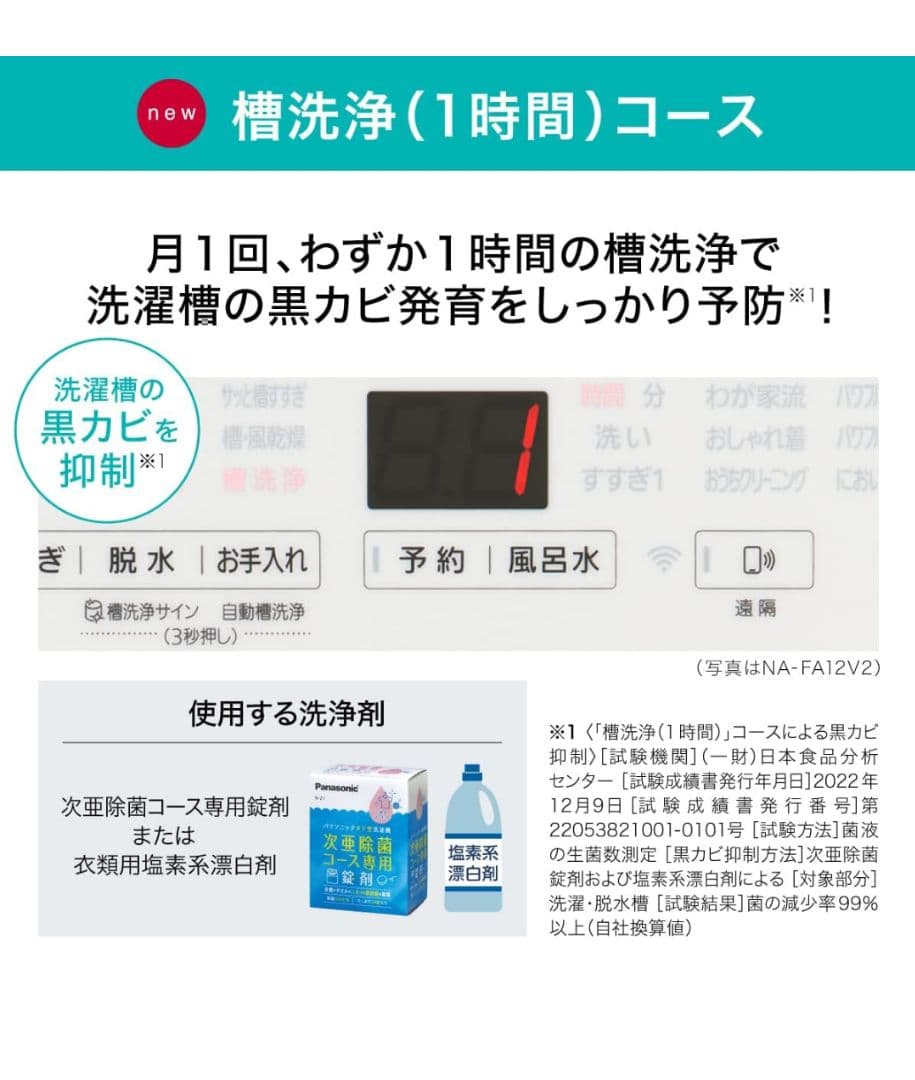 Panasonic 縦型洗濯機 7kg :NA-FA7H2