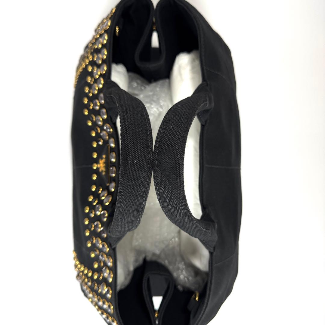 極美品✨ PRADA カナパ 2way ショルダー付 スタッズ ビジュー