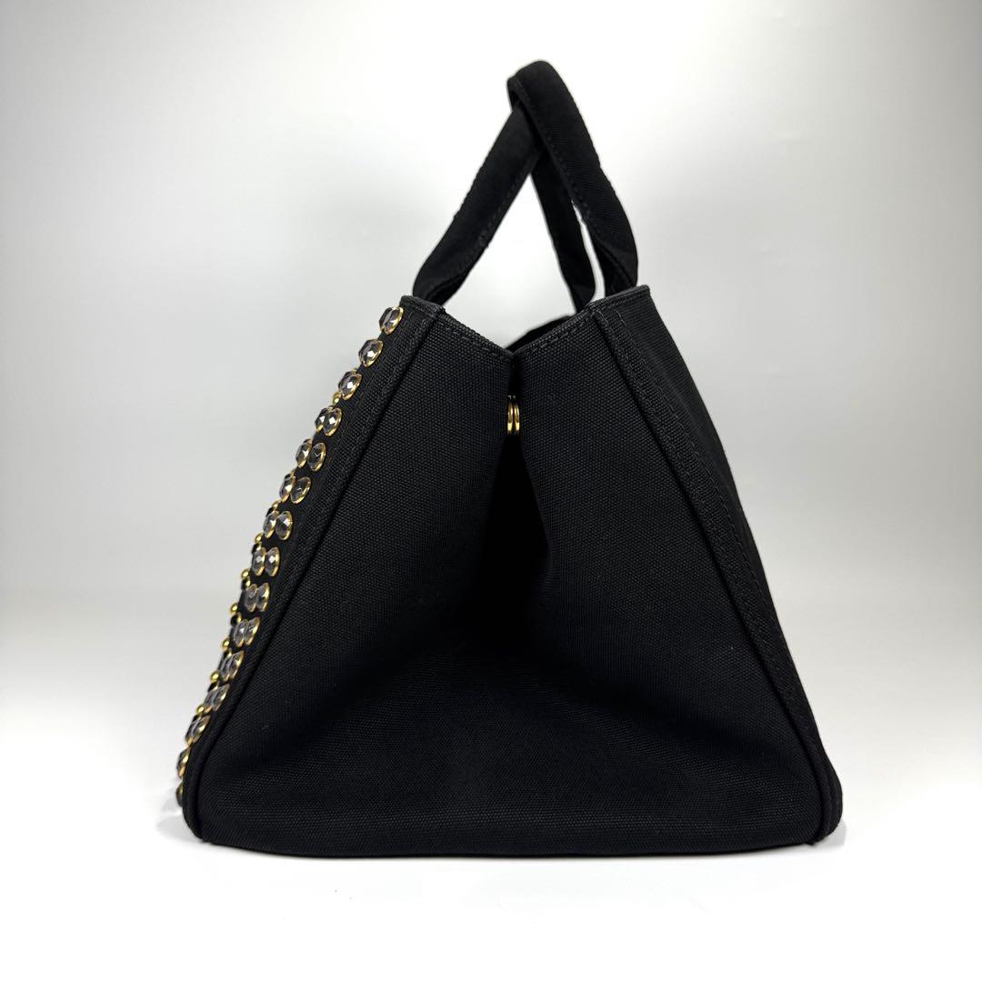極美品✨ PRADA カナパ 2way ショルダー付 スタッズ ビジュー