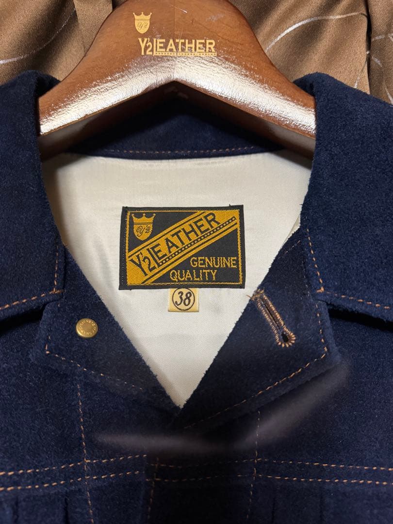 Y2LEATHER ネイビー スエードGジャン 38