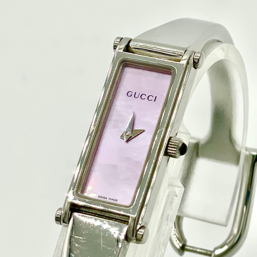 【稼働/新品電池】グッチ 1500L シルバー ピンクシェル文字盤 腕時計