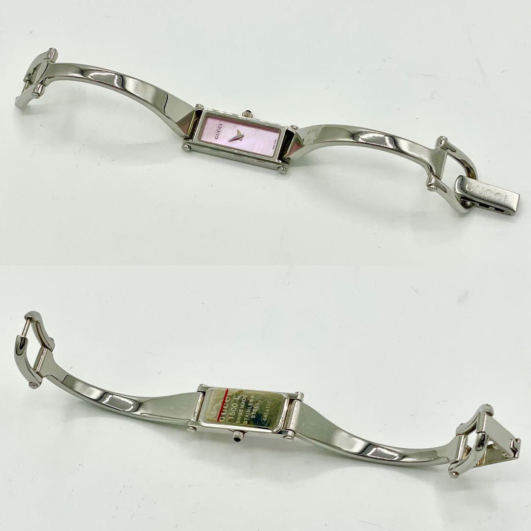 【稼働/新品電池】グッチ 1500L シルバー ピンクシェル文字盤 腕時計