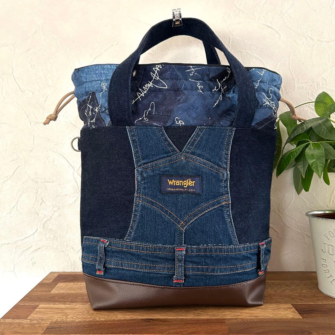 専用★デニムリメイク 巾着バッグ　トートバッグ　オーバーオール