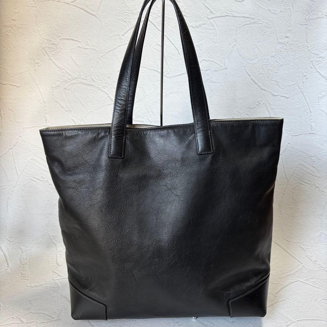 【A4収納可】マーガレットハウエル トートバッグ 本革 ブラック 肩掛け可