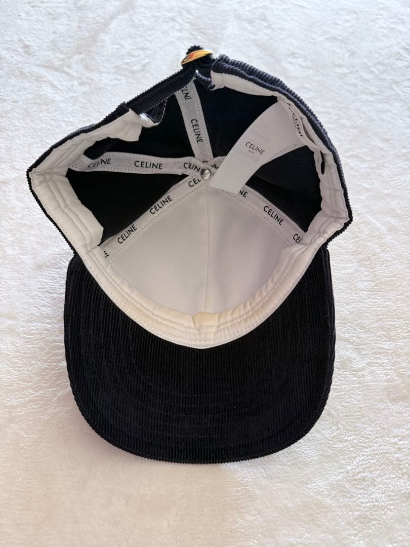 CELINE コーデュロイキャップ ネイビー