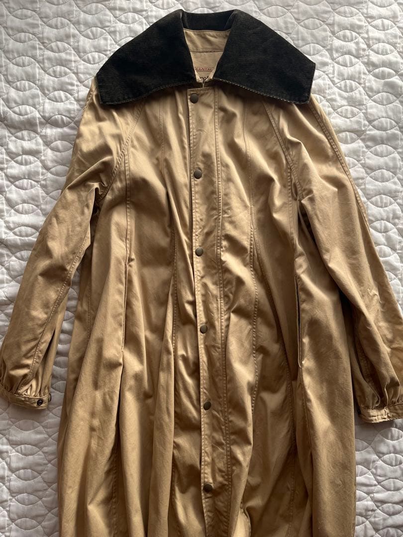 kapital 襟 コーデュロイ ジップアップ ロングコート ベージュ