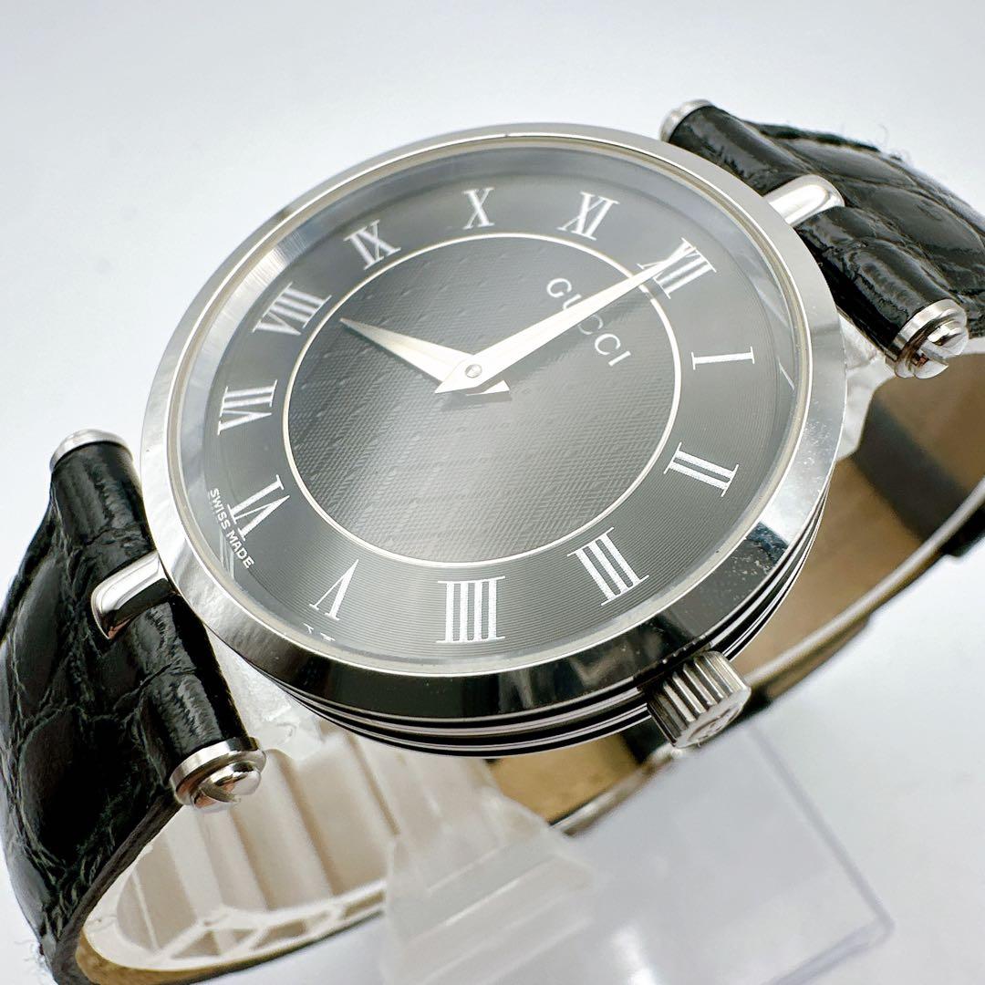 美品稼動品 グッチ GUCCI メンズ レディース 腕時計 黒文字盤 2040M