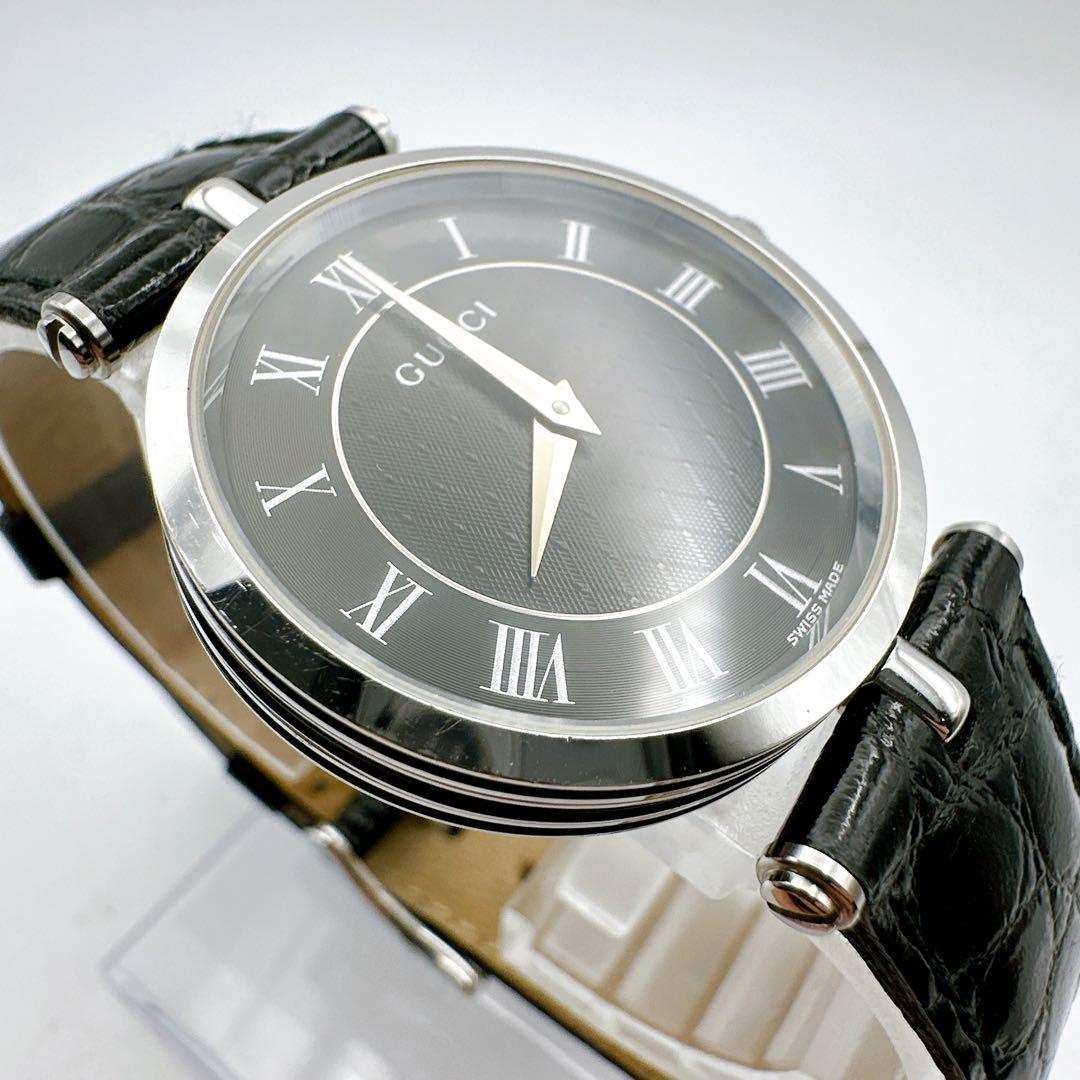 美品稼動品 グッチ GUCCI メンズ レディース 腕時計 黒文字盤 2040M