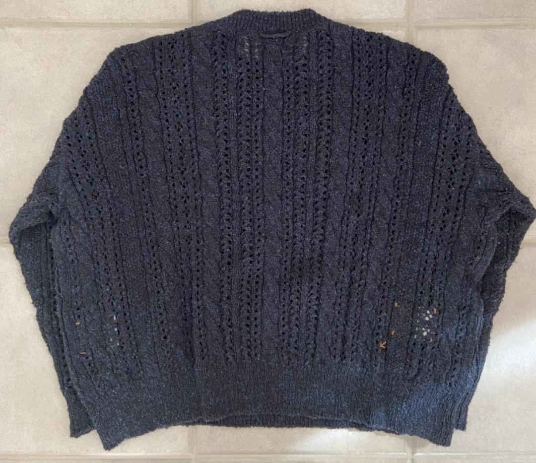 45R シェットランドのケーブルレースセーター