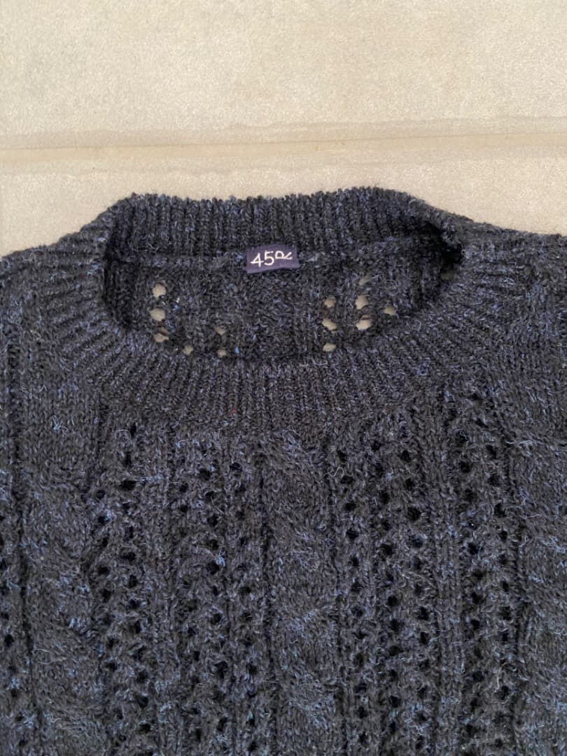 45R シェットランドのケーブルレースセーター