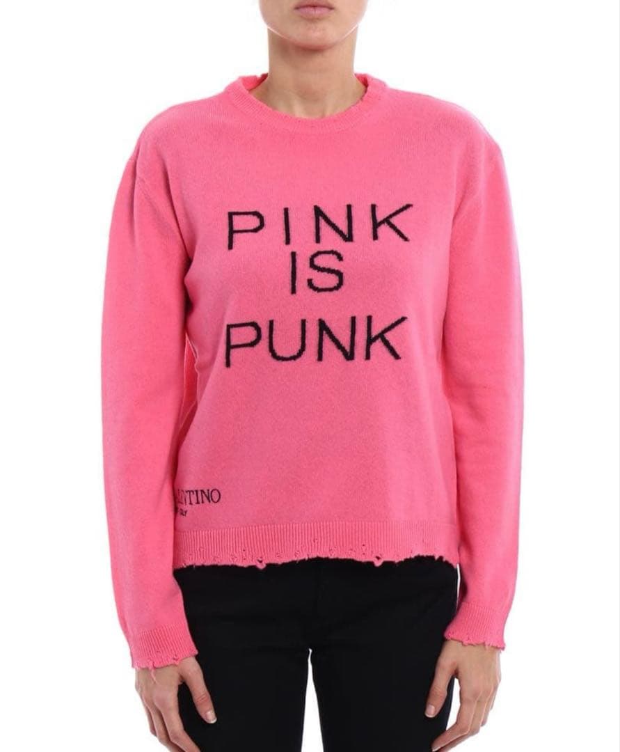 レア✨　VALENTINO Pink Is Punk カシミヤニット ダメージ
