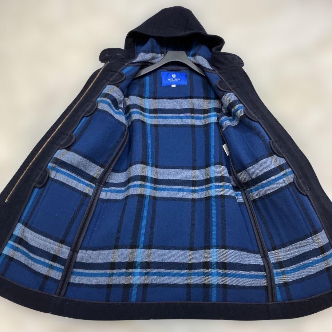 極美品 ブルーレーベルクレストブリッジ ダッフルコート チェック柄 ネイビー M
