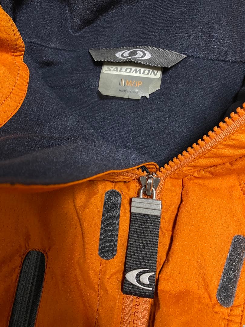 00s SALOMON　旧ロゴ　スキーウェア　セットアップ　M オレンジ　グレー