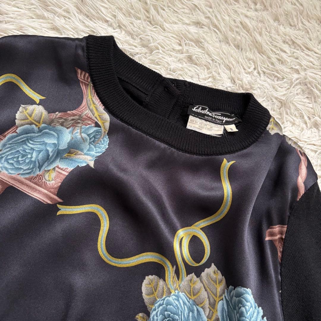 極美品　サルヴァトーレフェラガモ アンサンブル ニット 　シルク　ウール　黒