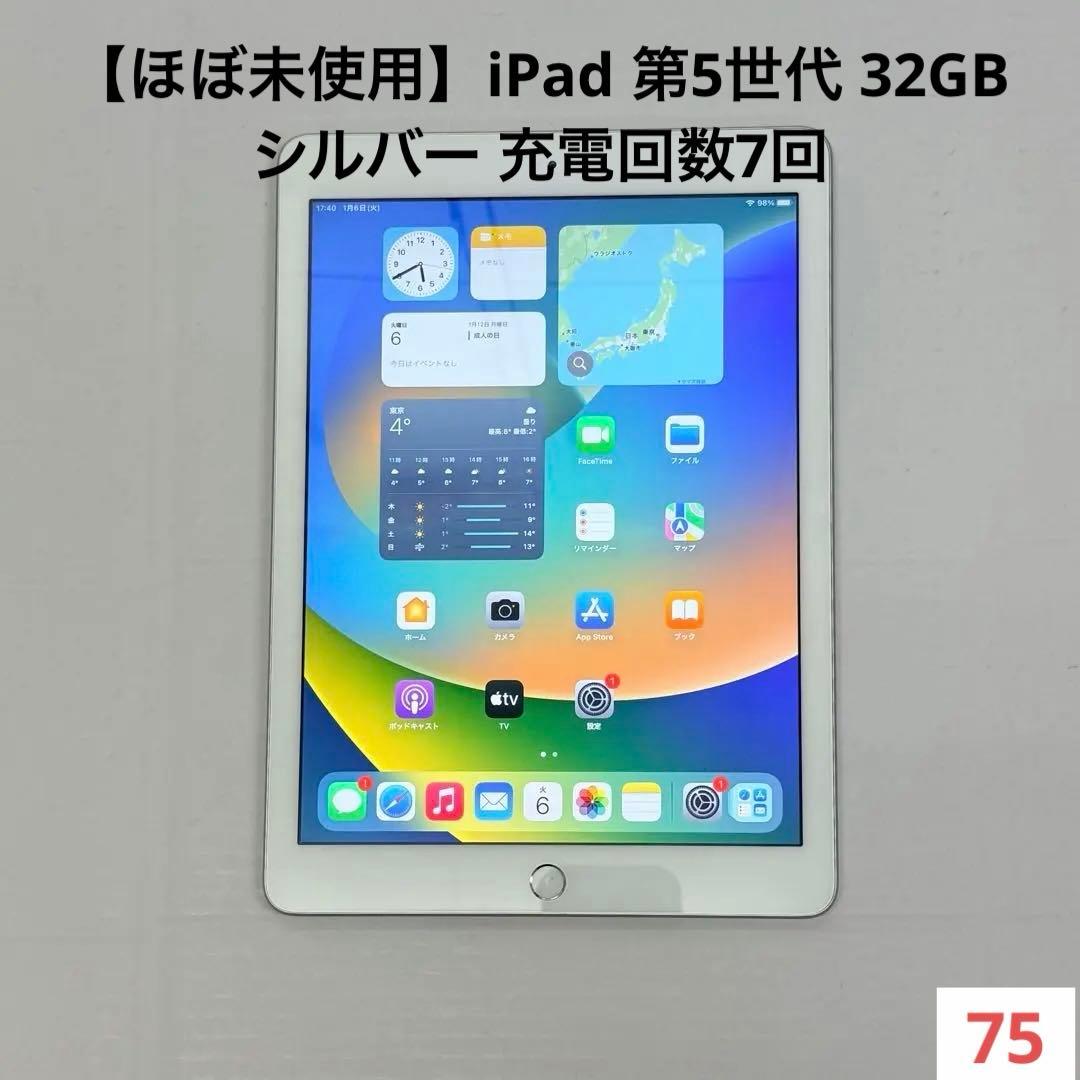 【ほぼ未使用】iPad 第5世代 32GB シルバー 充電回数7回