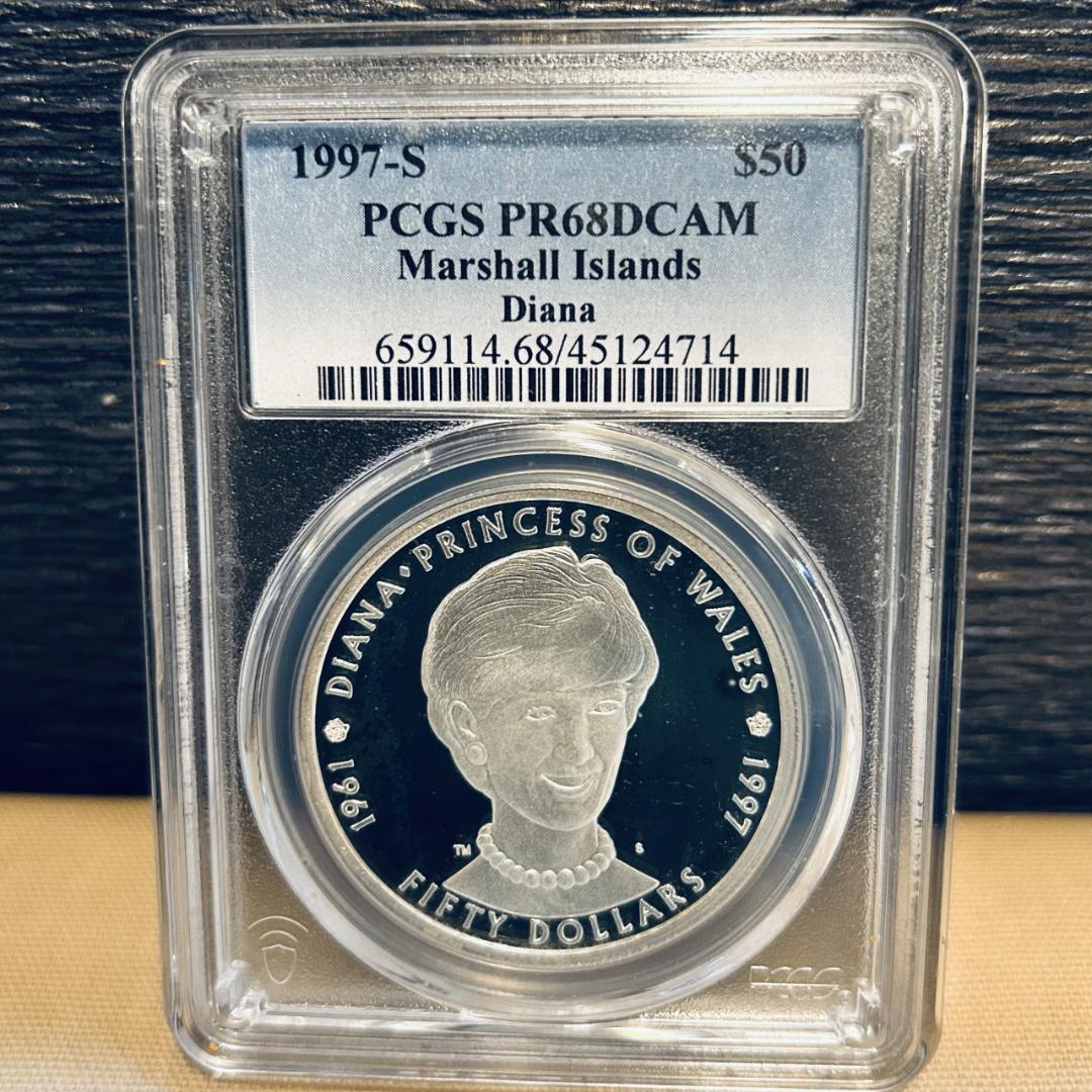★レア 世界に4枚 1997 マーシャル諸島 ダイアナ妃 50ドル銀貨 PCGS