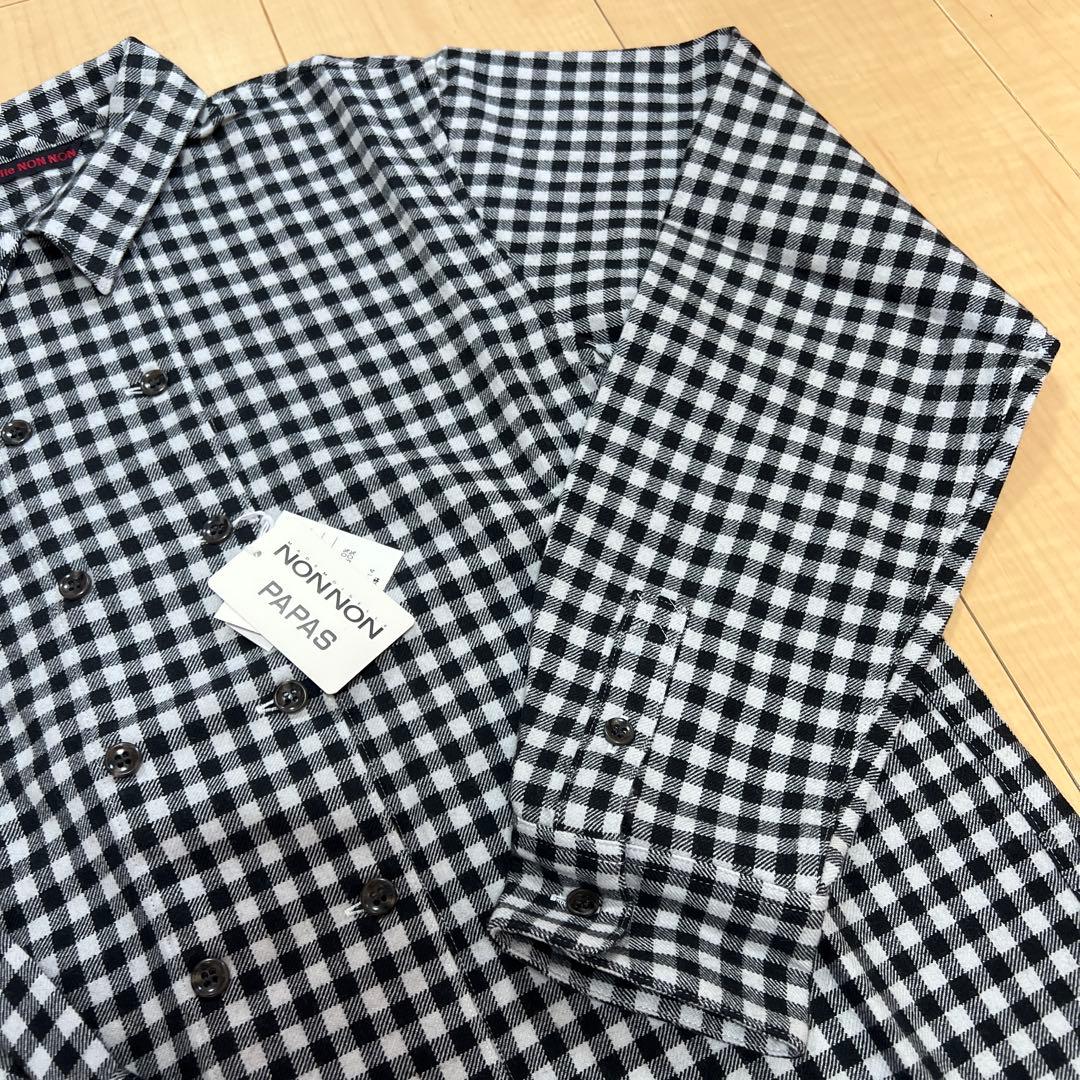 タグ付き新品　マドモアゼルノンノンパパス　シャツ　ジャケット　長袖　毛50綿50