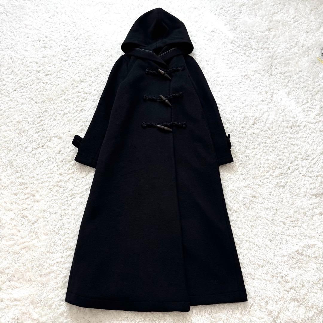 ミズイロインド ダッフルコート ダブルフェイス フード トグル マキシ丈 黒