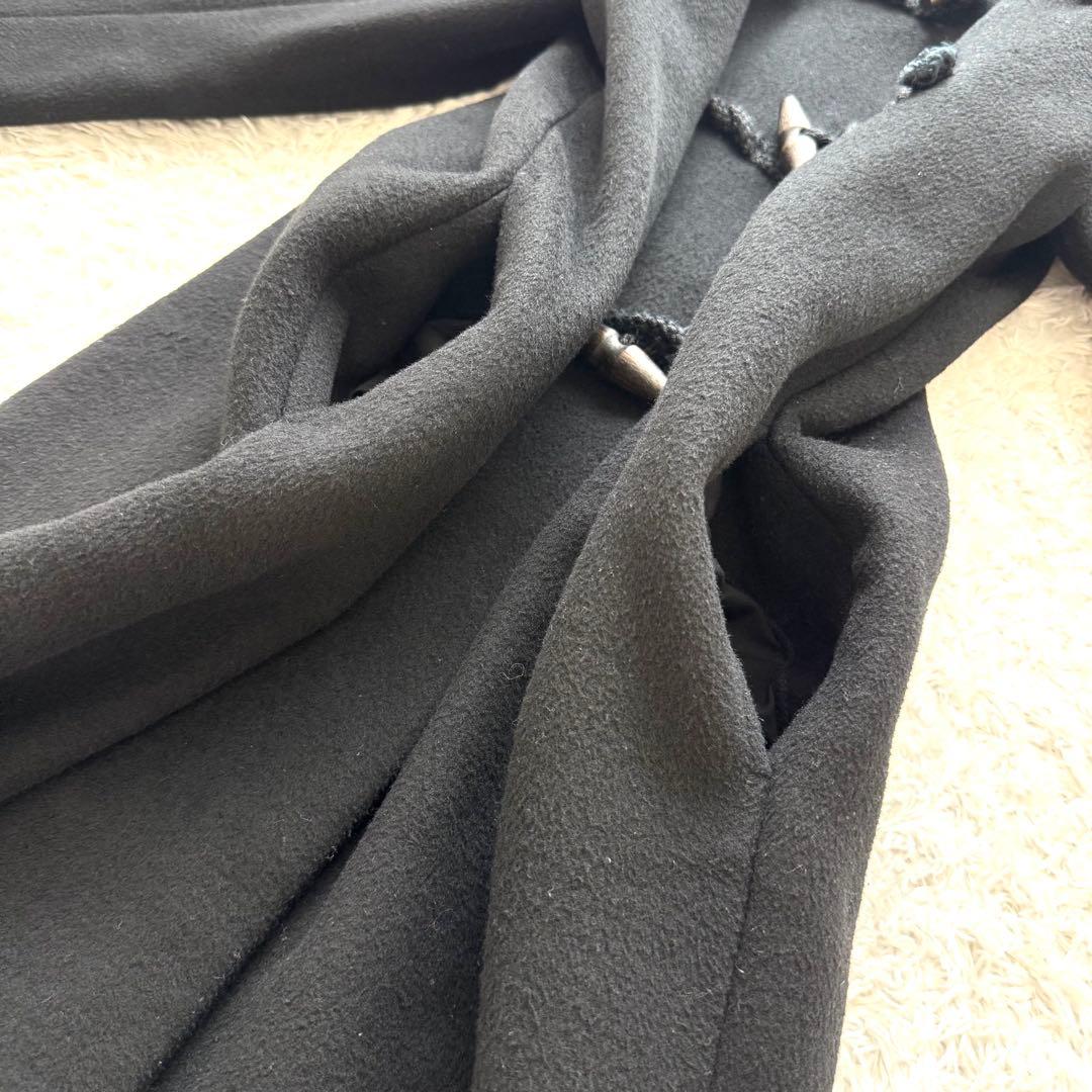 ミズイロインド ダッフルコート ダブルフェイス フード トグル マキシ丈 黒