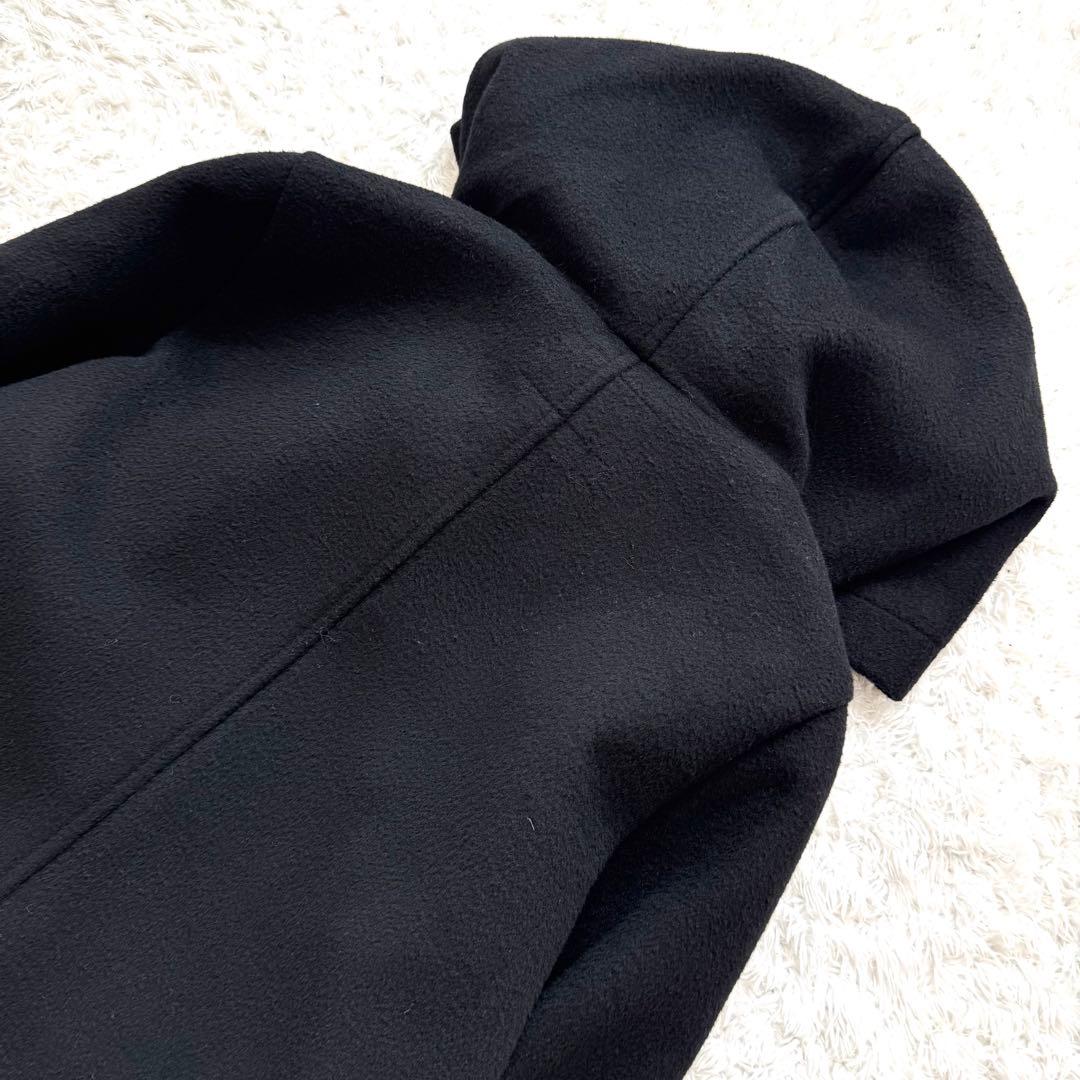 ミズイロインド ダッフルコート ダブルフェイス フード トグル マキシ丈 黒