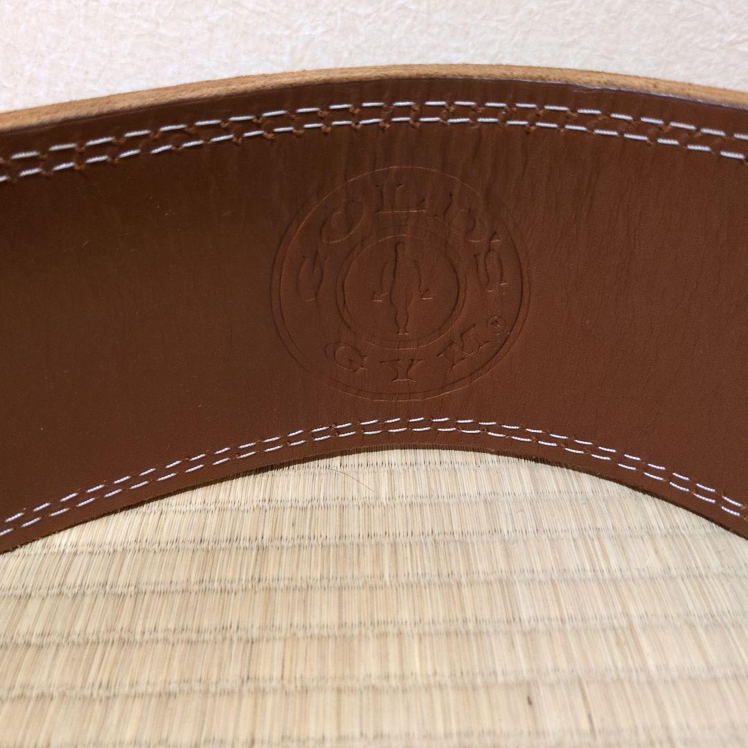 GOLD'S GYM トレーニングパワーレザーベルト 【G3324】茶　Lサイズ