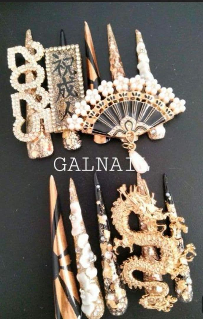 ＋料金なし即日発送可能2026パーツあり即日発送可能ギャル成人式ネイルロング2枚