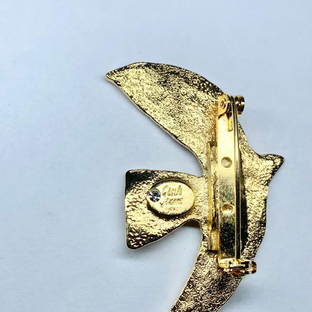 未使用級 セシルエジャンヌ ラ・コロンブ ブローチ 鳩 ハト 24金コーティング