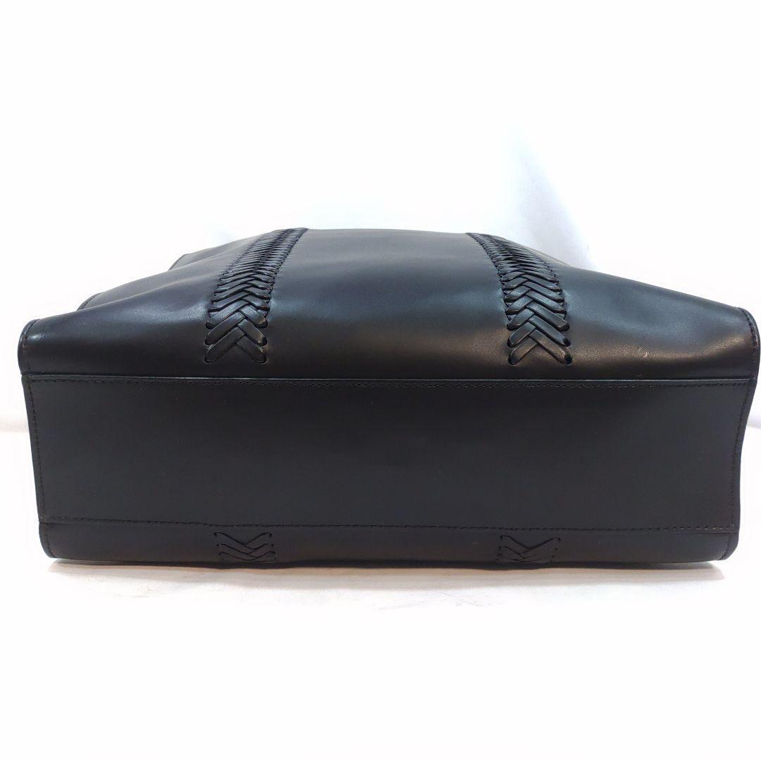 【希少・極美品】アルマーニ トートバッグ 2way ショルダー 編込 レザー 黒