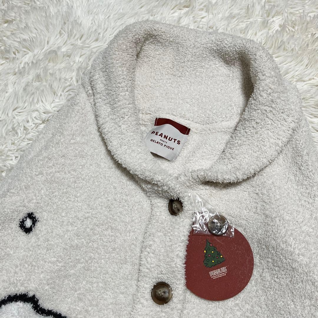 新品✨️ ジェラートピケ スヌーピー カーディガン ショールカラー ホワイト