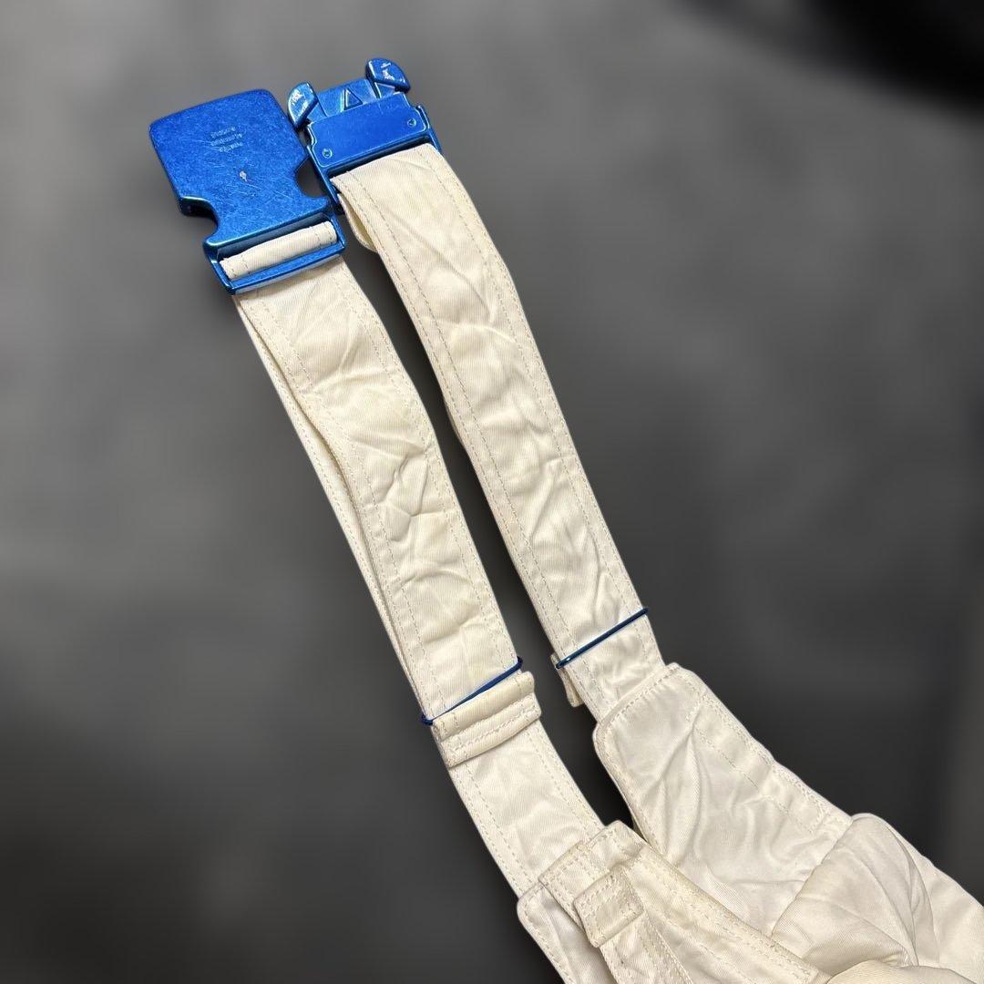 ポーター ウエストポーチ　RIDE 白　ブルー　近江ちぢみ