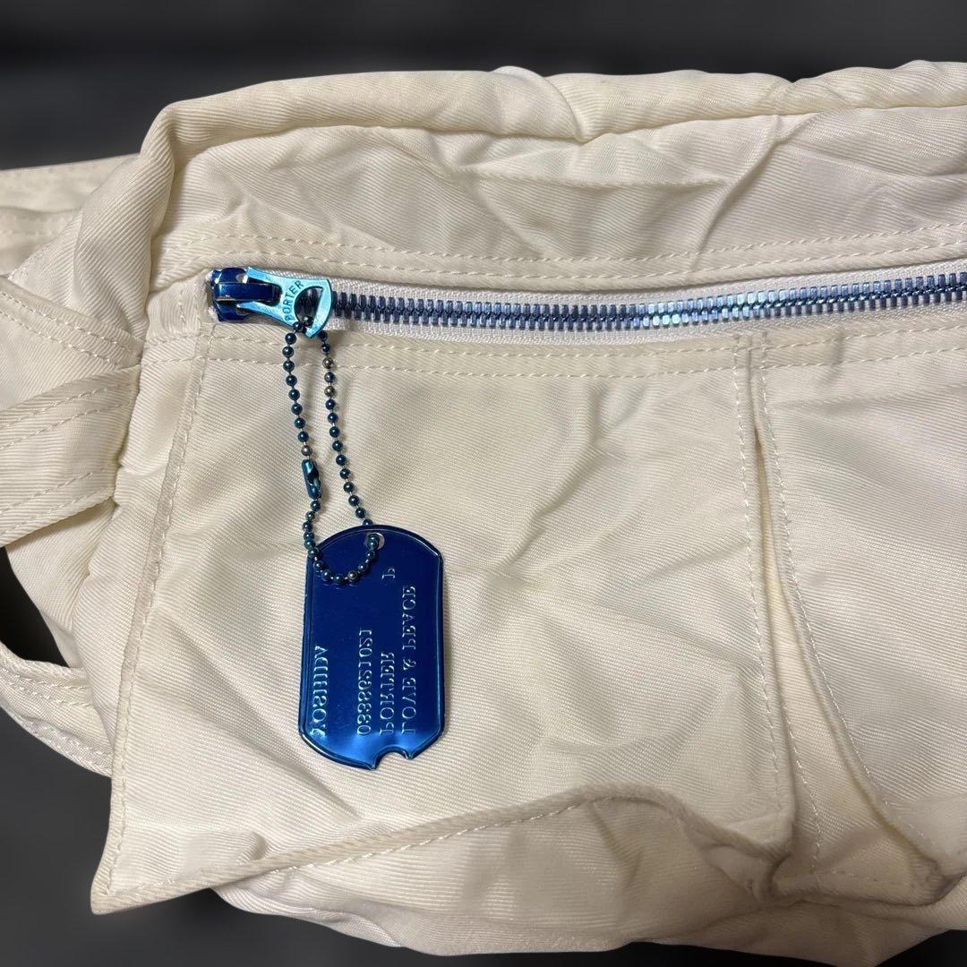 ポーター ウエストポーチ　RIDE 白　ブルー　近江ちぢみ