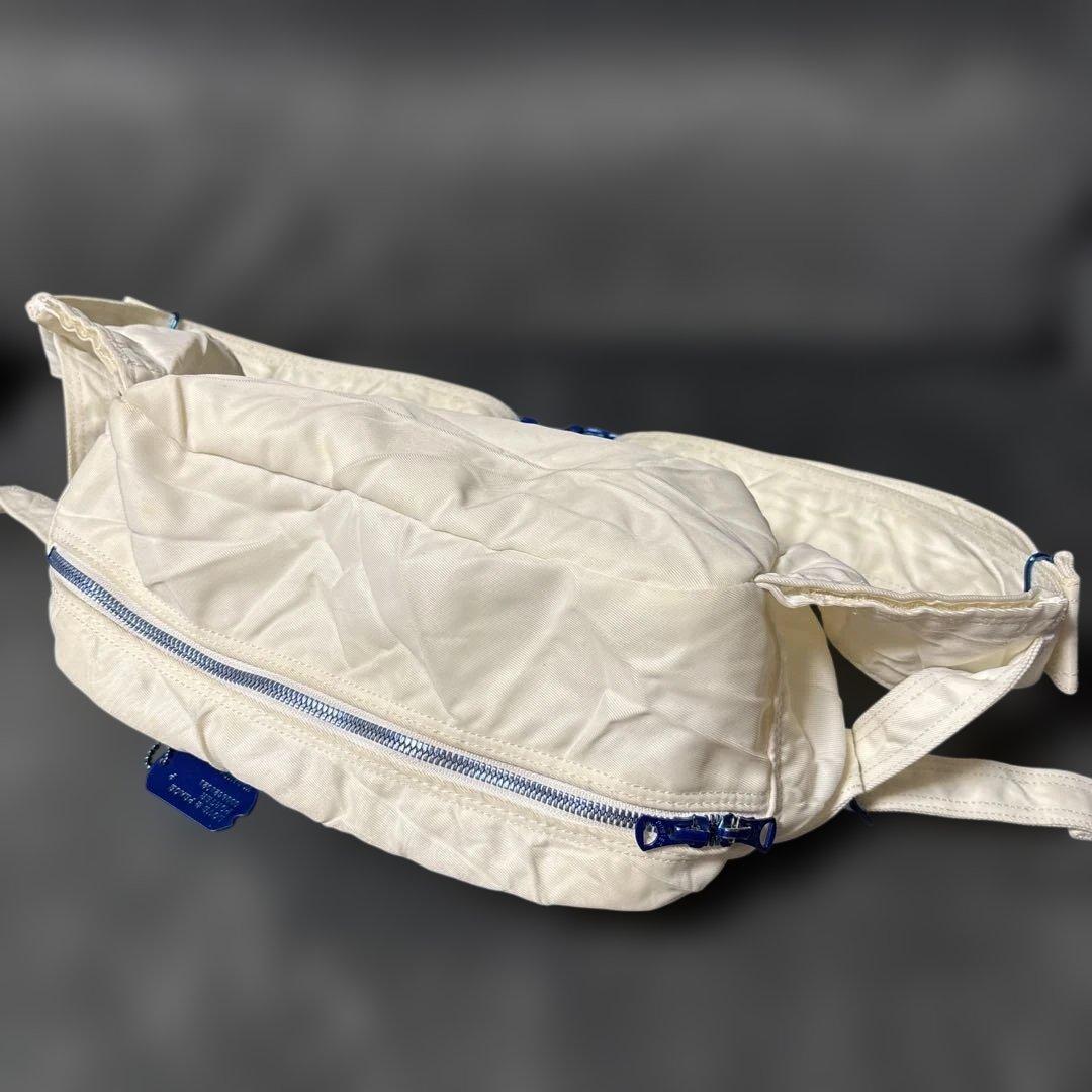 ポーター ウエストポーチ　RIDE 白　ブルー　近江ちぢみ