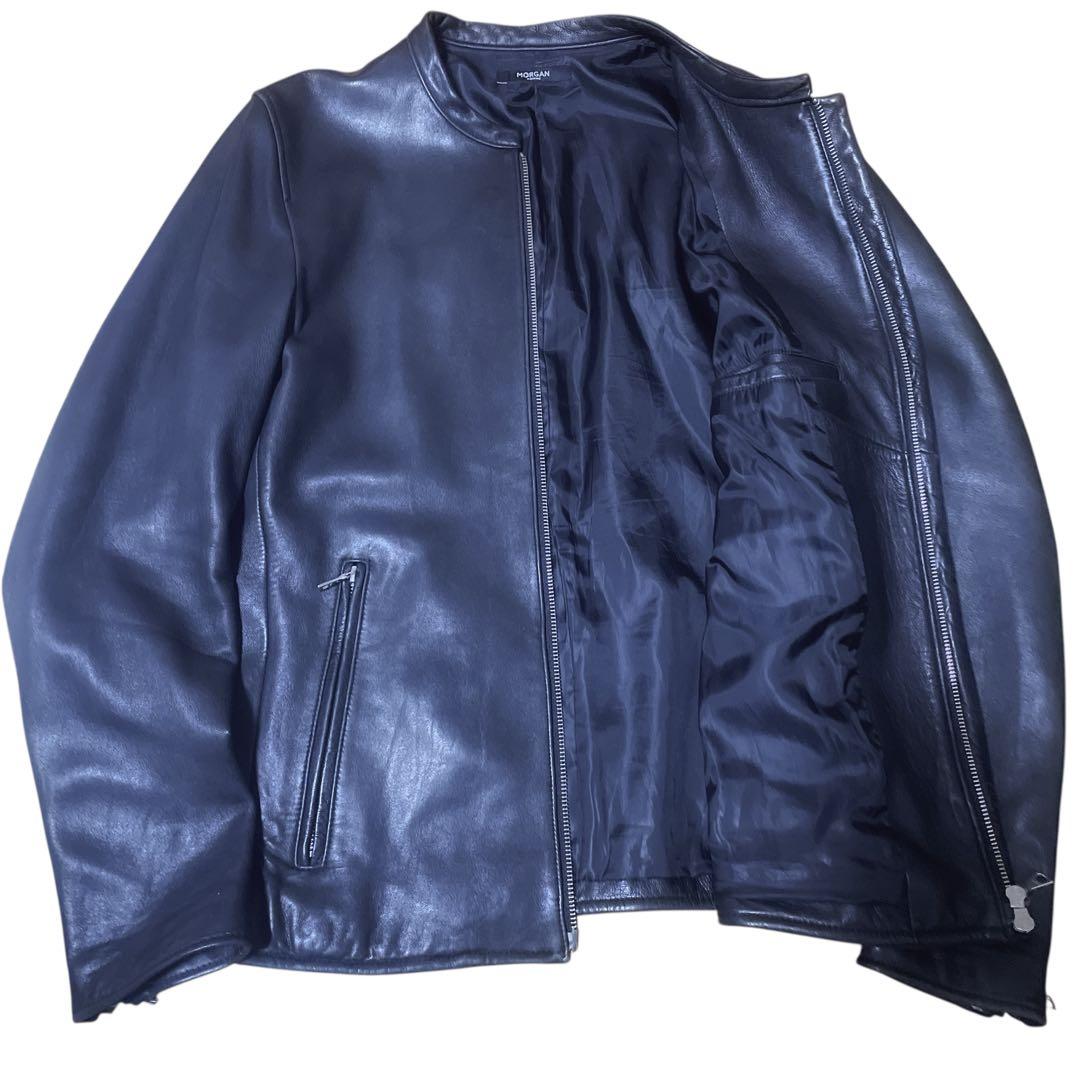 【美品】MORGAN HOMME シングルライダースジャケット 羊革 XL