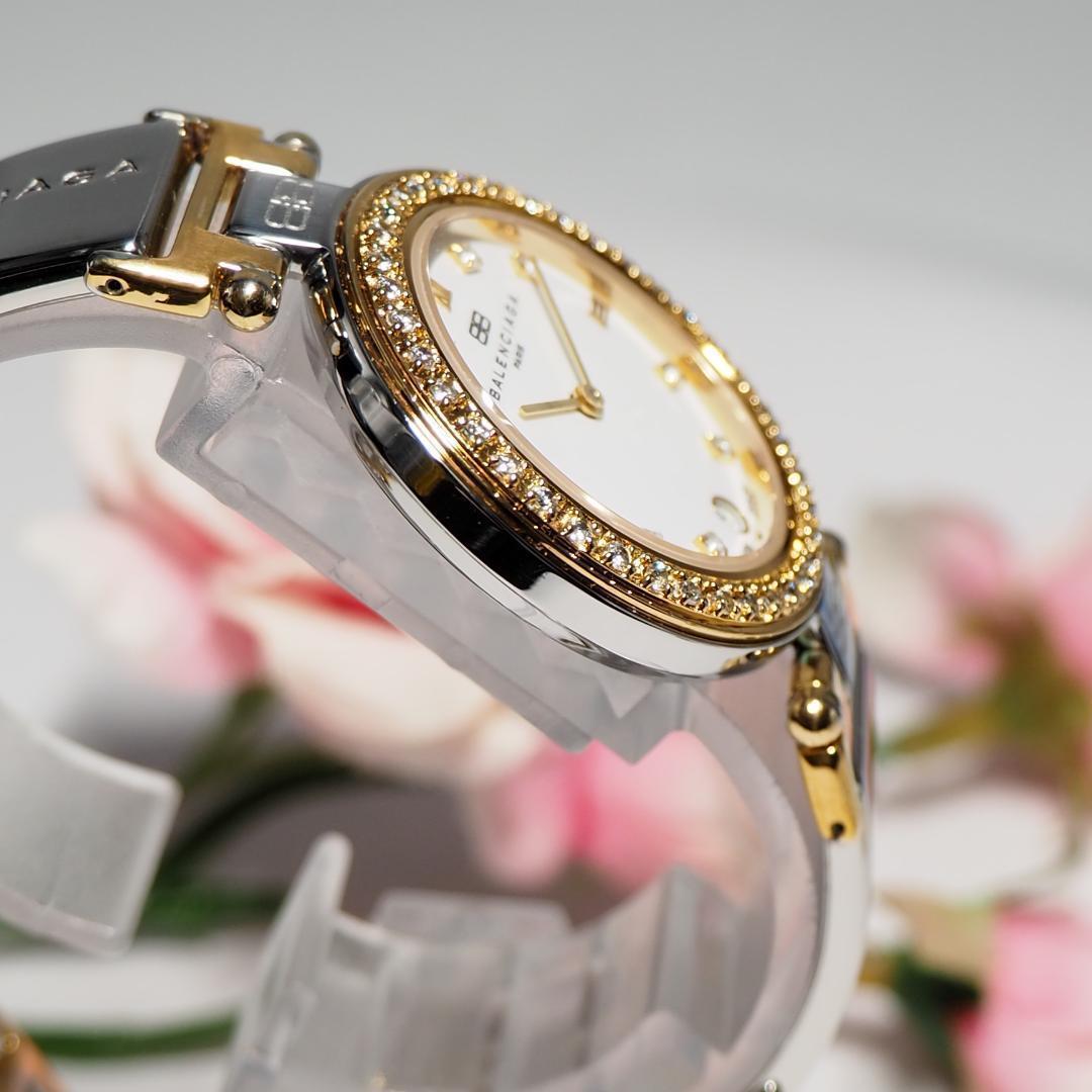 美品 バレンシアガ BALENCIAGA ストーンベゼル デイト 腕時計 944
