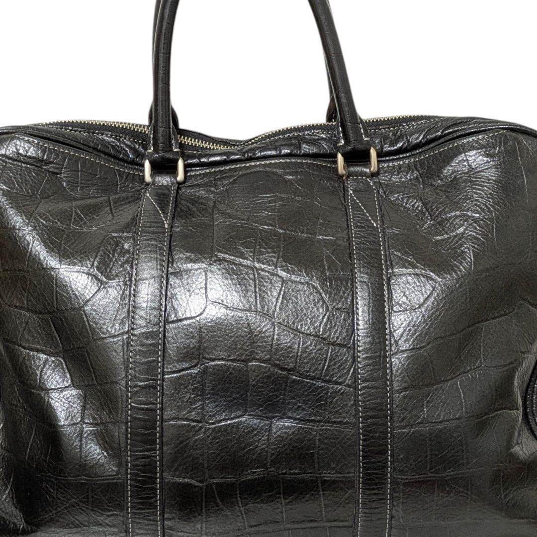 aniary ビジネスバッグ ブリーフケース クロコ型押し トート 本革 黒