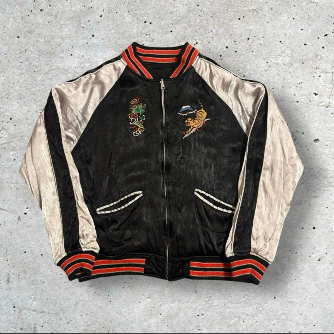 極希少 Houston スカジャン リバーシブル 龍 虎 鳥 蛇 japan L