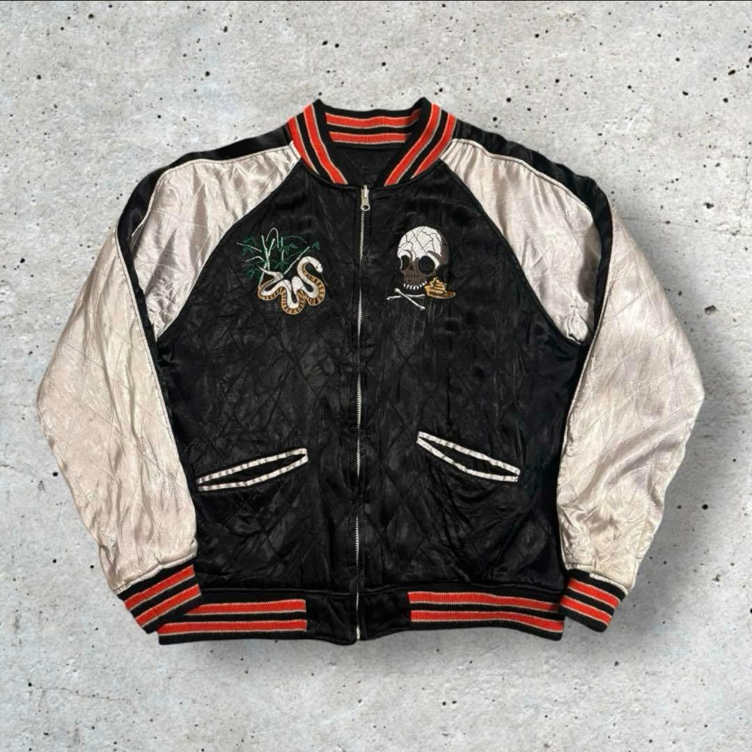 極希少 Houston スカジャン リバーシブル 龍 虎 鳥 蛇 japan L