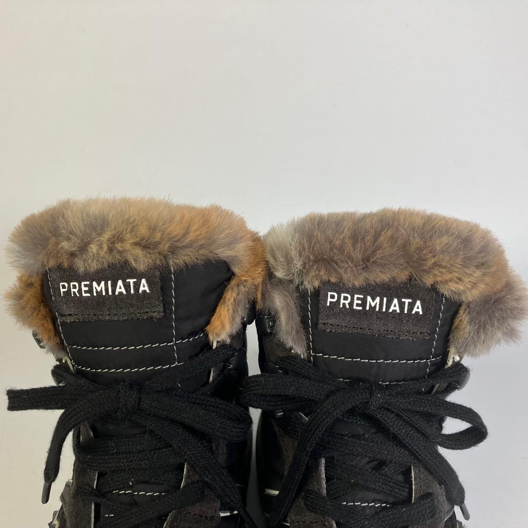 【未使用級】希少　PREMIATA リアルファー　ハイトップスニーカー　黒　26